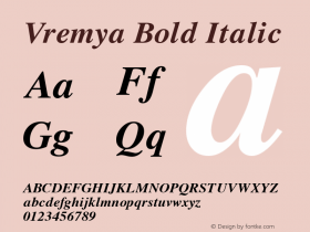 Vremya Bold Italic Altsys Fontographer 3.5  6/26/92图片样张