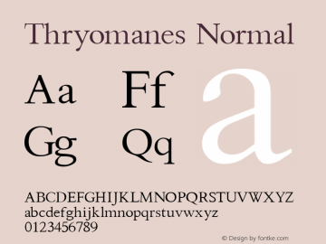 Thryomanes Normal Macromedia Fontographer 4.1 2/10/2001图片样张