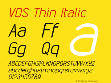 VDS Thin Italic Version 1.000 2012 initial release图片样张