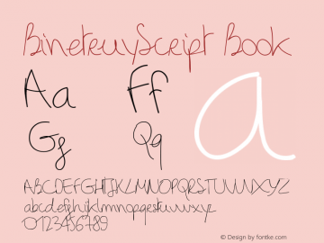 BinetruyScript Book Version 000.25 Font Sample