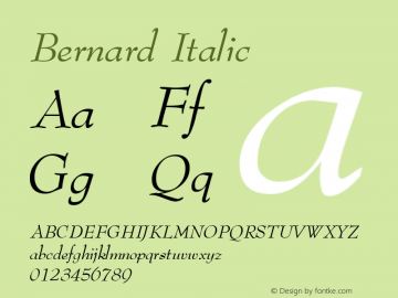 Bernard Italic W.S.I. International Distribution v1.1 6/94 Font Sample