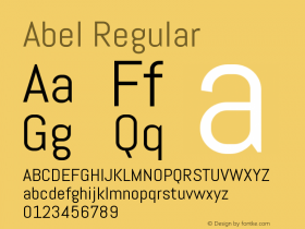 Abel Regular Version 1.002 Font Sample