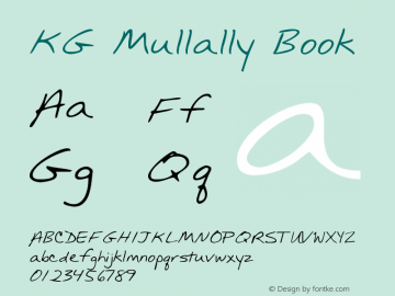 KG Mullally Book Version 1.000 2011 initial r Font Sample