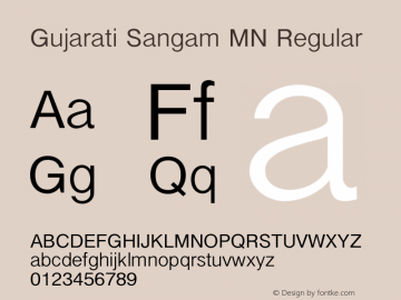 Gujarati Sangam MN Regular 7.0d1e1 Font Sample