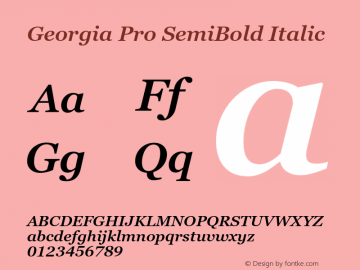 Georgia Pro SemiBold Italic Version 6.01 Font Sample