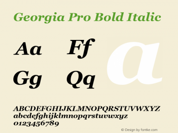 Georgia Pro Bold Italic Version 6.000 Font Sample