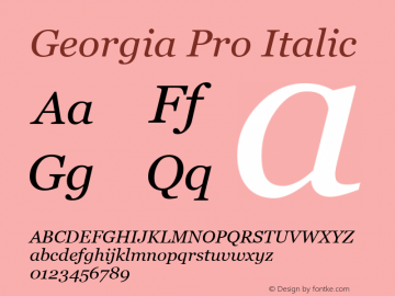 Georgia Pro Italic Version 6.000 Font Sample