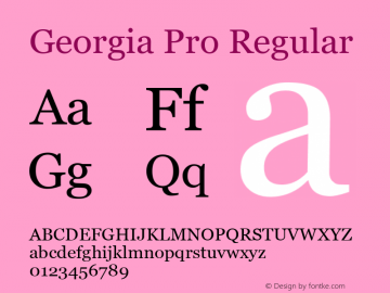 Georgia Pro Regular Version 6.000 Font Sample