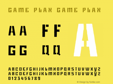 Game Plan game plan Unknown Font Sample
