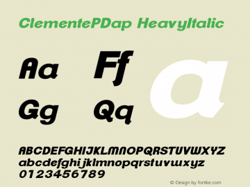 ClementePDap HeavyItalic Unknown Font Sample