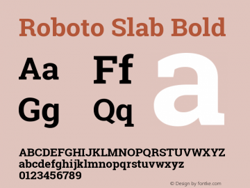 Roboto Slab Bold Version 1.100263; 2013; ttfa Font Sample