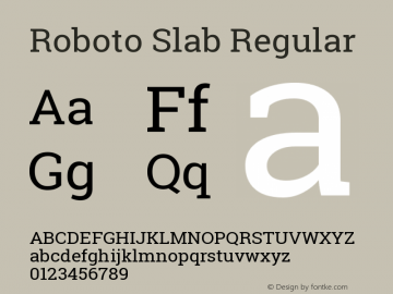 Roboto Slab Regular Version 1.100263; 2013; ttfa Font Sample