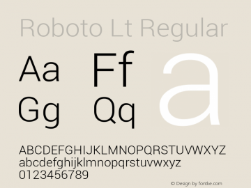 Roboto Lt Regular Version 1.00000; 2011图片样张