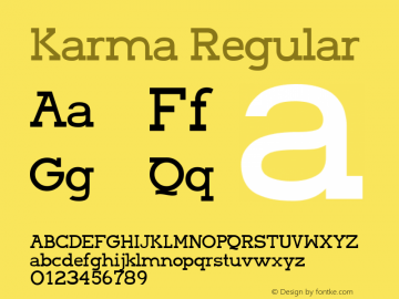 Karma Regular Version 001.000 Font Sample