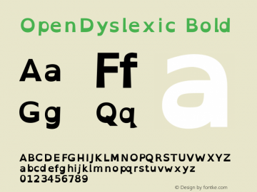 OpenDyslexic Bold Version 1.001;PS 001.001;hotconv 1.0.56;makeotf.lib2.0.21325 Font Sample