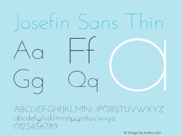 Josefin Sans Thin Unknown Font Sample