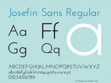 Josefin Sans Regular Unknown Font Sample