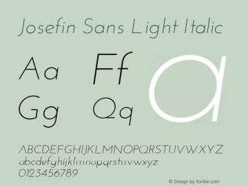 Josefin Sans Light Italic Unknown Font Sample