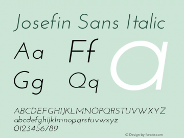 Josefin Sans Italic Unknown Font Sample