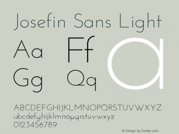 Josefin Sans Light Unknown Font Sample