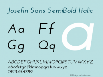Josefin Sans SemiBold Italic Version 1.0 Font Sample