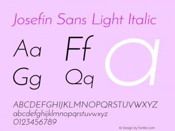 Josefin Sans Light Italic Unknown Font Sample