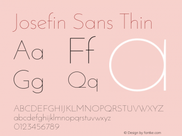 Josefin Sans Thin Unknown Font Sample