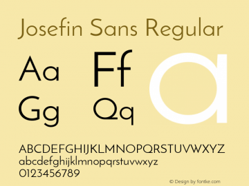 Josefin Sans Regular Unknown Font Sample