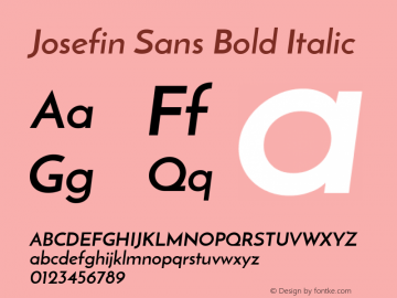 Josefin Sans Bold Italic Unknown Font Sample