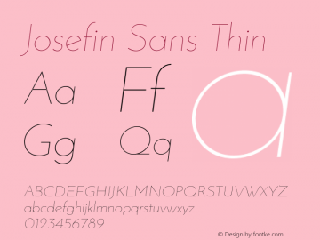 Josefin Sans Thin Unknown Font Sample