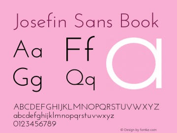 Josefin Sans Book Version 1.0 Font Sample