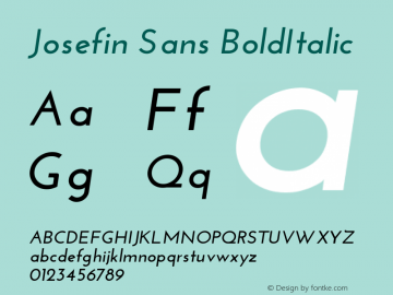 Josefin Sans BoldItalic Version 1.0 Font Sample
