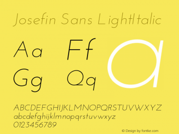 Josefin Sans LightItalic Version 1.0 Font Sample