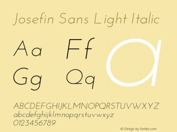 Josefin Sans Light Italic Version 1.0 Font Sample