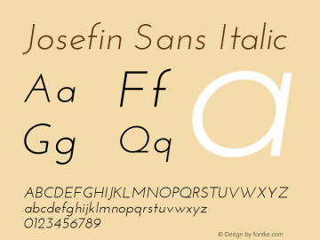 Josefin Sans Italic Version 1.0 Font Sample