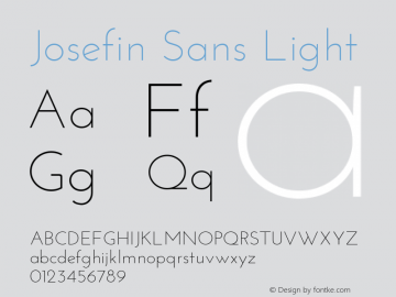 Josefin Sans Light Version 1.0 Font Sample