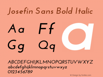 Josefin Sans Bold Italic Version 1.0 Font Sample
