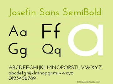 Josefin Sans SemiBold Version 1.0 Font Sample