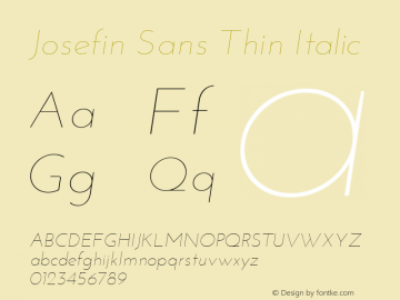 Josefin Sans Thin Italic Version 1.0 Font Sample