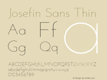 Josefin Sans Thin Version 1.0 Font Sample