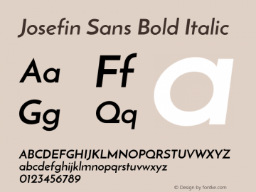 Josefin Sans Bold Italic Unknown Font Sample