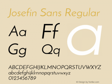 Josefin Sans Regular Unknown Font Sample