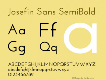 Josefin Sans SemiBold Version 1.0 Font Sample