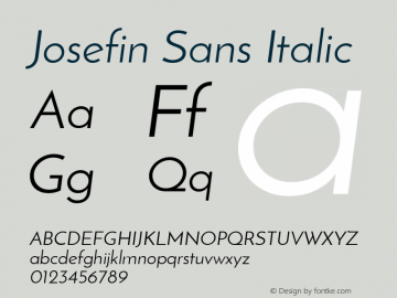 Josefin Sans Italic Unknown Font Sample