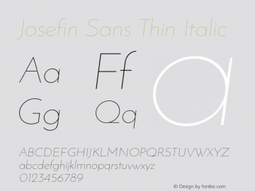 Josefin Sans Thin Italic Unknown Font Sample