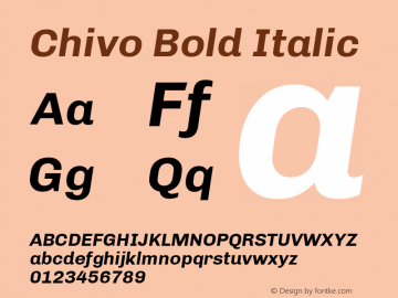 Chivo Bold Italic Version 1.003;PS 001.003;hotconv 1.0.70;makeotf.lib2.5.58329 Font Sample