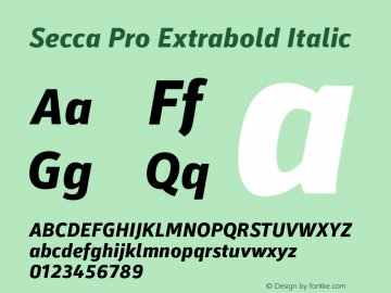 Secca Pro Extrabold Italic 1.000 Font Sample