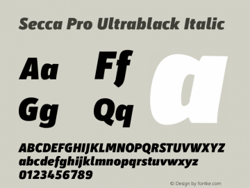 Secca Pro Ultrablack Italic 1.000 Font Sample