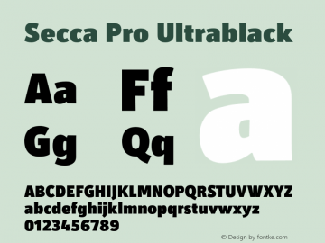 Secca Pro Ultrablack 1.000 Font Sample