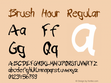 Brush Hour Regular Version 1.001;PS 001.001;hotconv 1.0.56;makeotf.lib2.0.21325图片样张